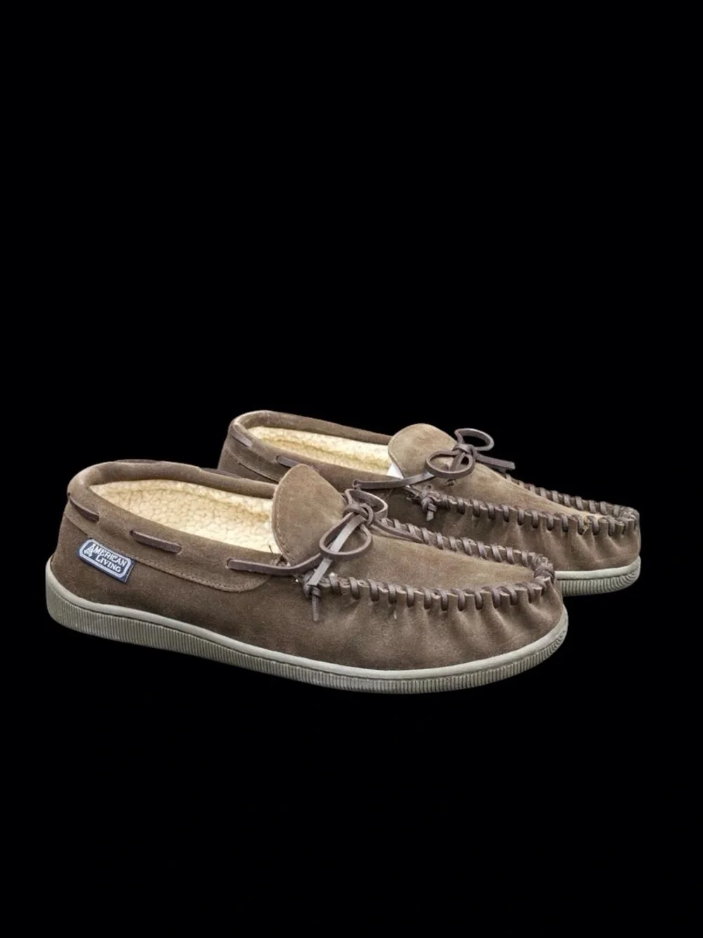 American Living Men's Genuine Suede Moccasin Slippers - NIB Size 8-9